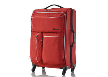 High density ribbon handle lightweight travel suitcases , red luggage set for women