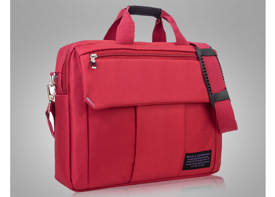 Foam padding red laptop bags for women with embroidery logo and reinforced handle