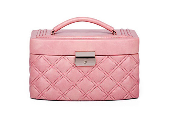 PU leather large jewelry boxes for women with wearable flocking fabric lining
